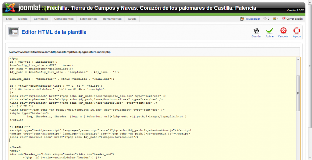Insertar código rastreo analytics en html Joomla! 1.5